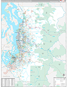 Seattle-Tacoma-Bellevue Metro Area Wall Map Premium Style